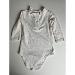 Starting Out Ruffle Collar Bodysuit Polka Dot Button Front‎ Long Sleeve 9M